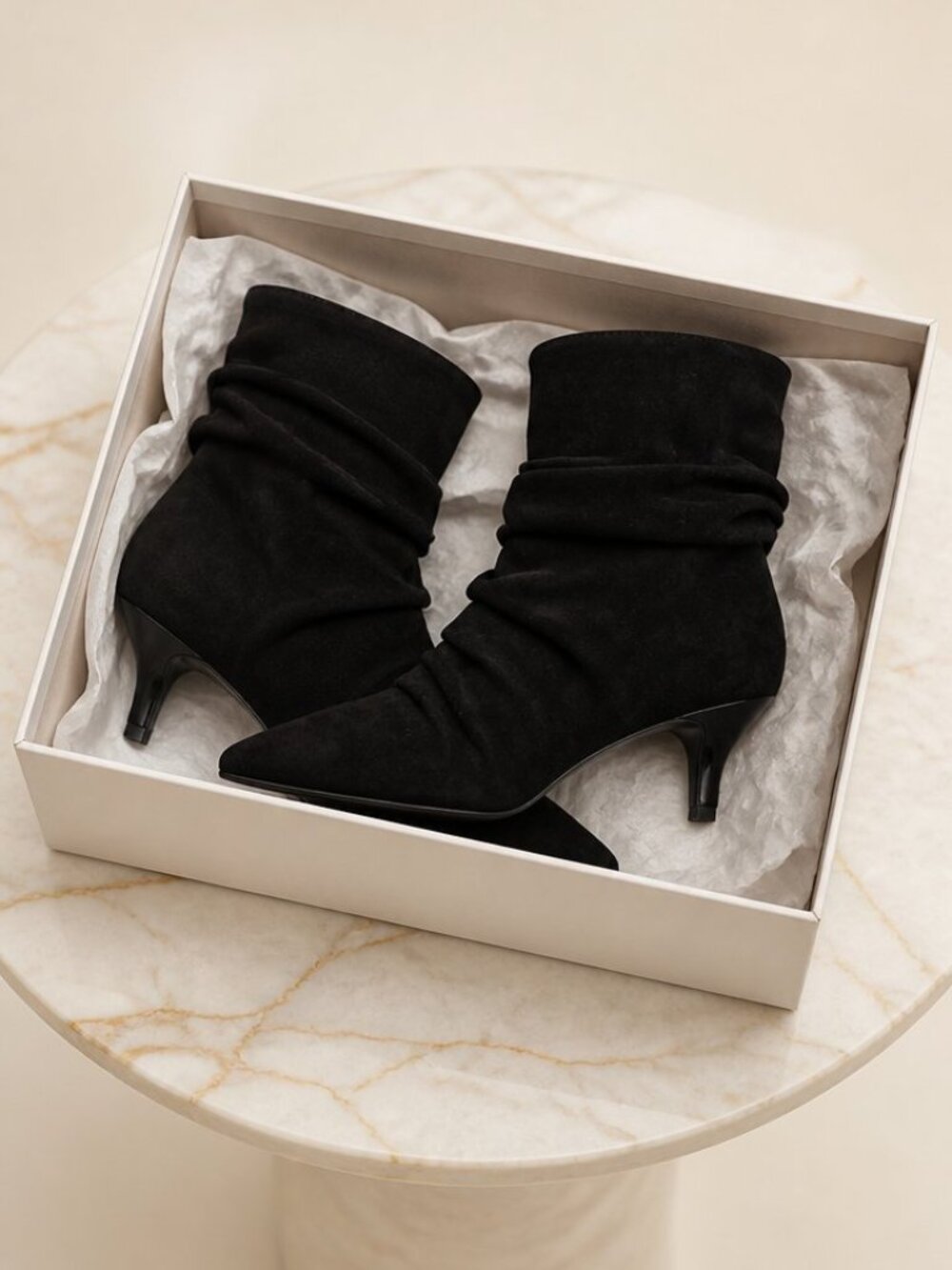 Journee Collection Womens Ankle Rouched Stiletto Dress Booties Shoes Sz 9 NEW - Picture 2 of 8